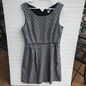 Liz Claiborne Black and Gray Polka Dot Midi Dress